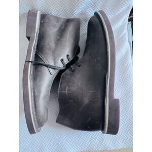 Clarks Bushacre 2 Chukka Boots Gray Leather Mens 9.5M Model 26113054 EUC